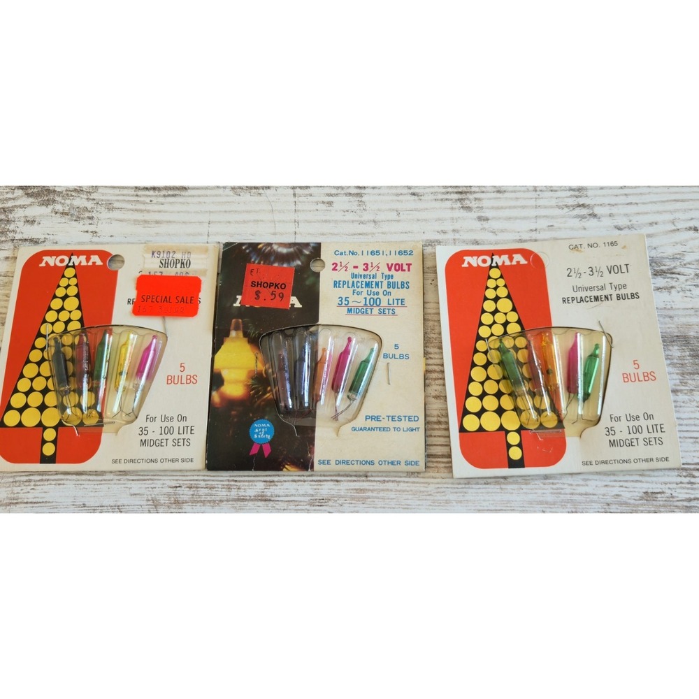 3 Packs Vintage NOMA Christmas Light Multicolor Midget Replacement Bulbs 15ct